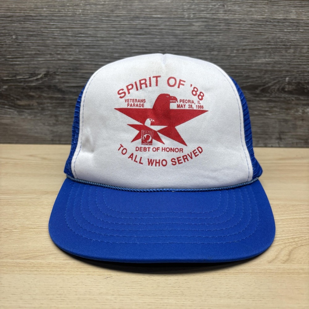 Vintage Spirit Of '88 Hat Cap Snap Back One Size Blue Trucker Mens USA 80s